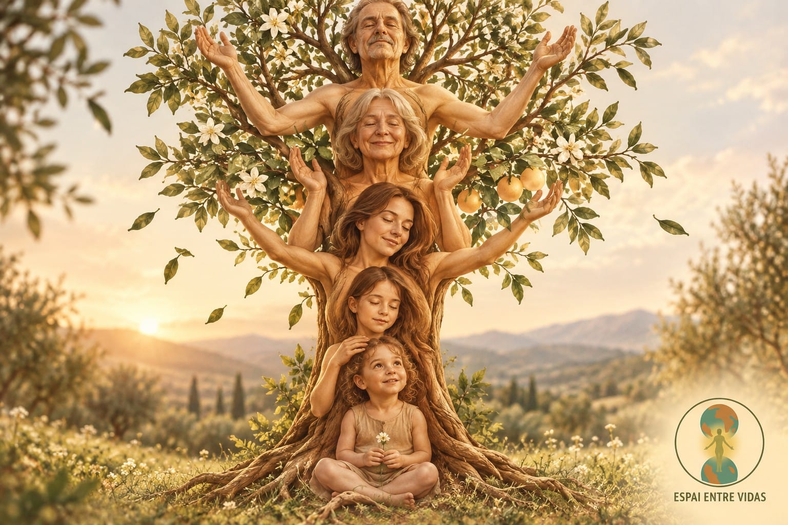 Árbol familiar representado por varias generaciones